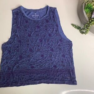 AEO sleeveless floral purple blue muscle tank medium blue women’s